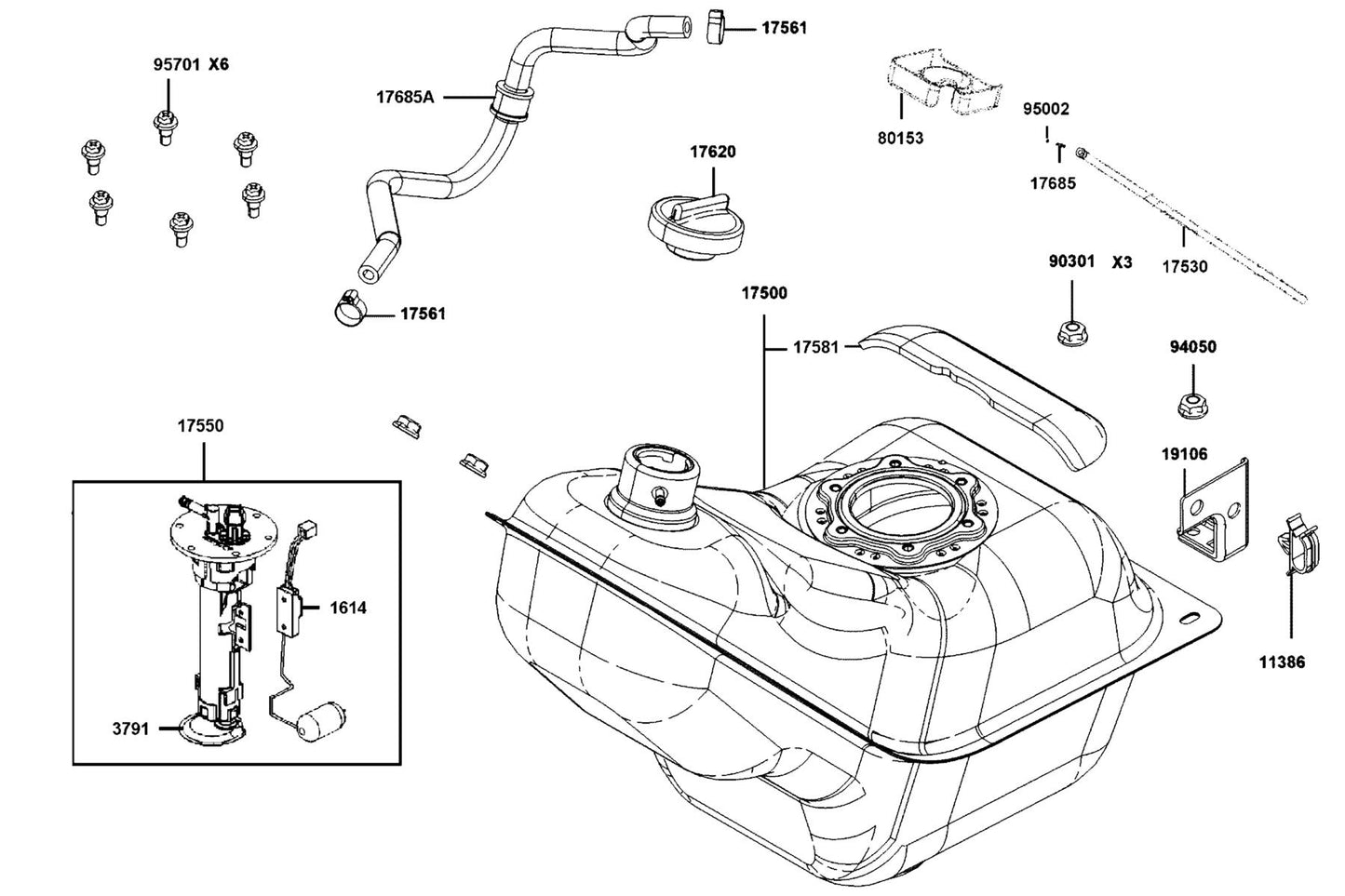 Nut Flange 6MM — 90301-6D34-671 — KYMCO exploded-view diagram