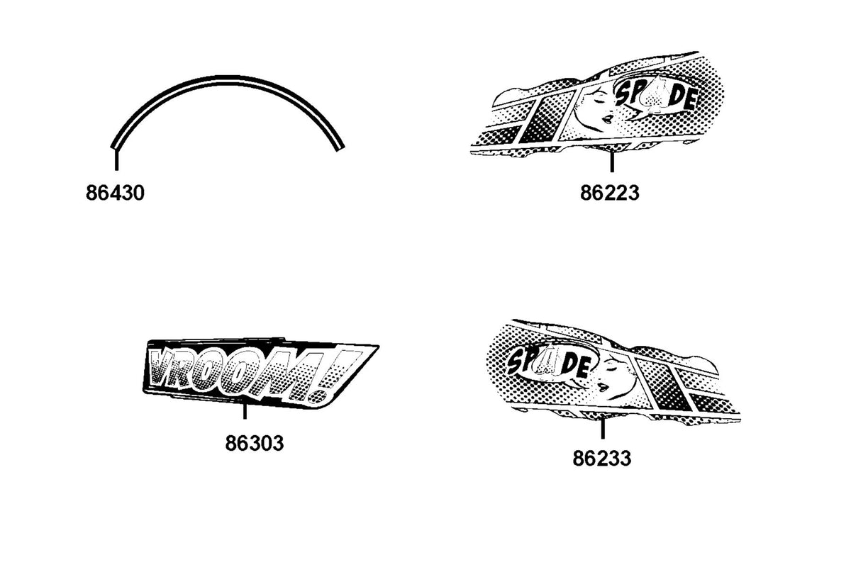KYMCO Emblem and Stripe exploded-view diagram, SPADE 150
