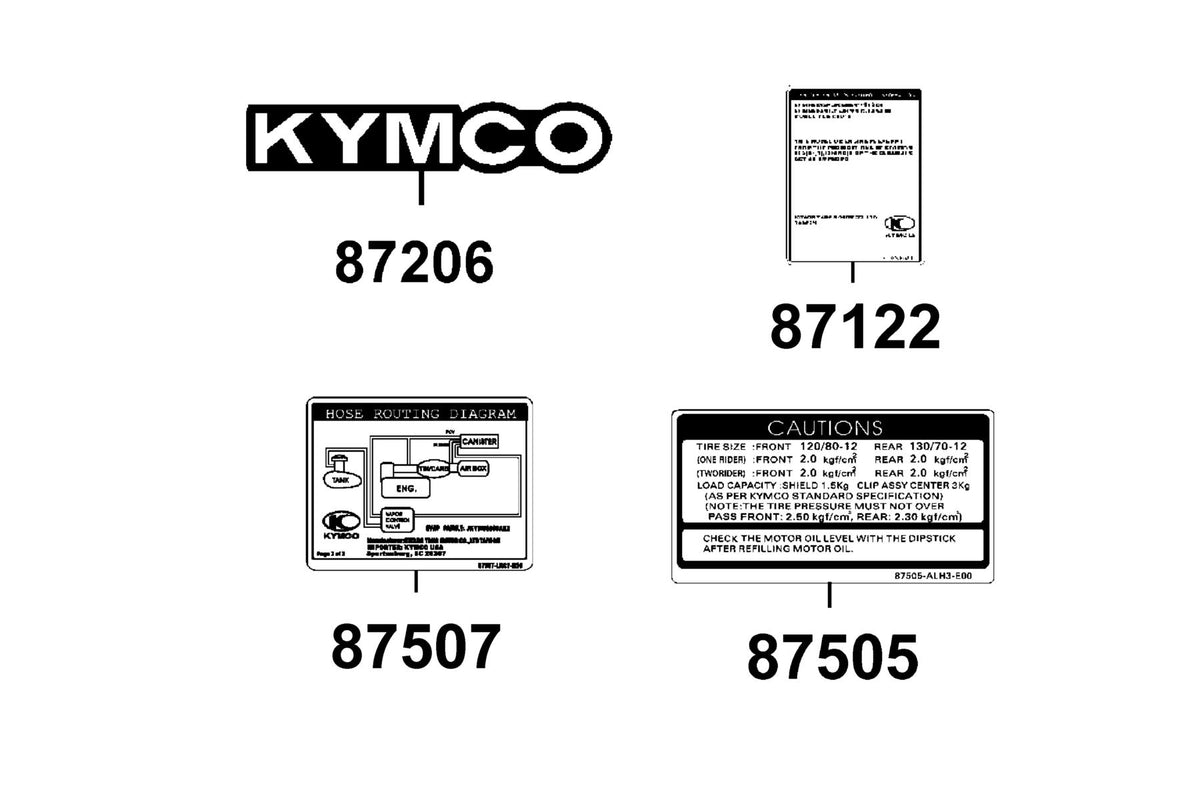 KYMCO Caution Label exploded-view diagram, SPADE 150