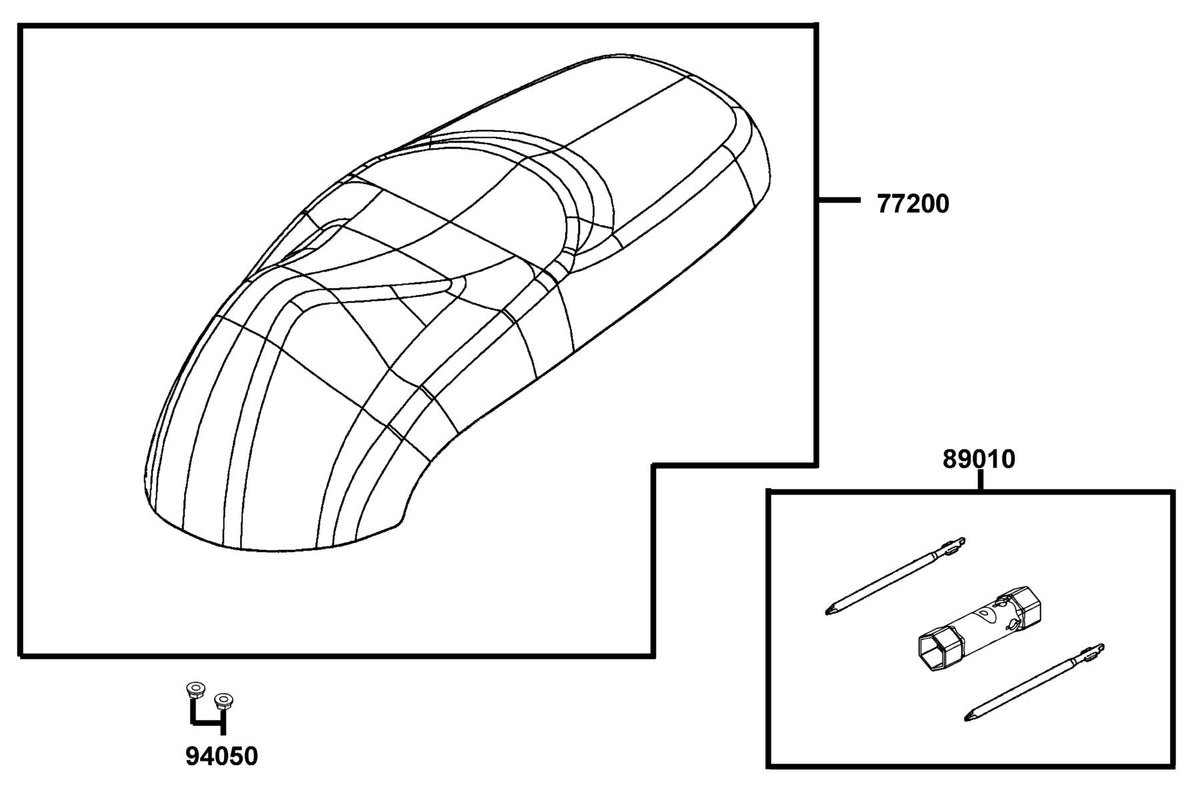 KYMCO Seat exploded-view diagram, Like 50 2T