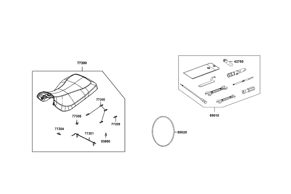 KYMCO Seat exploded-view diagram, MXU 700