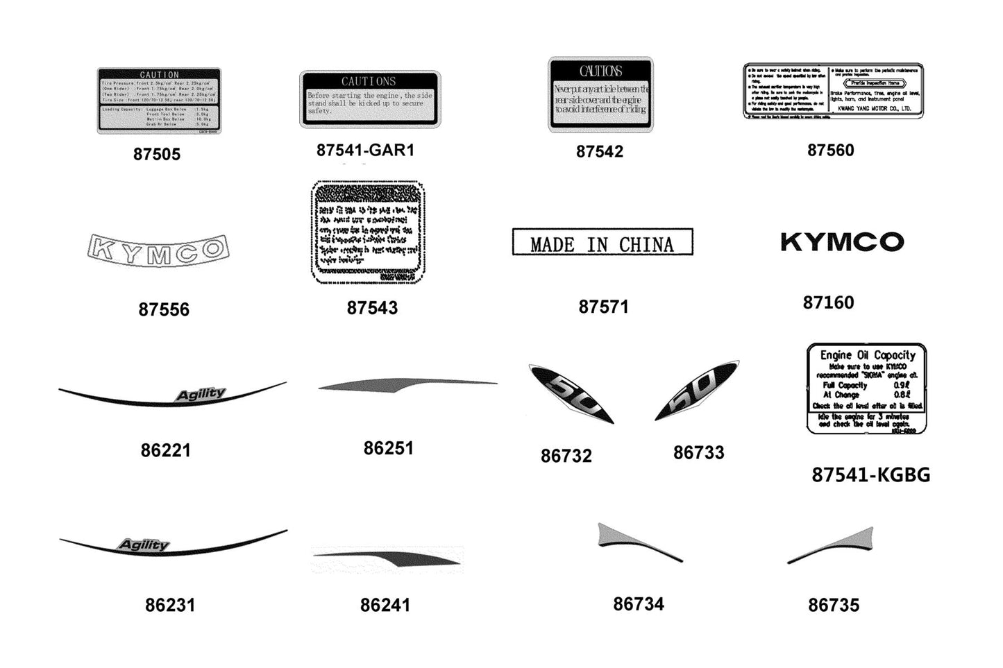 Stripe L Side Cover B — 86251-LDC8-M32-T01 — KYMCO exploded-view diagram