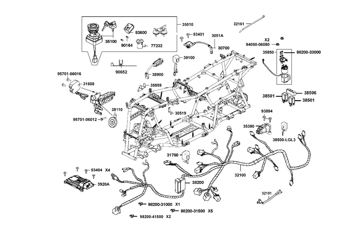 KYMCO Harness Wire exploded-view diagram, MXU 700