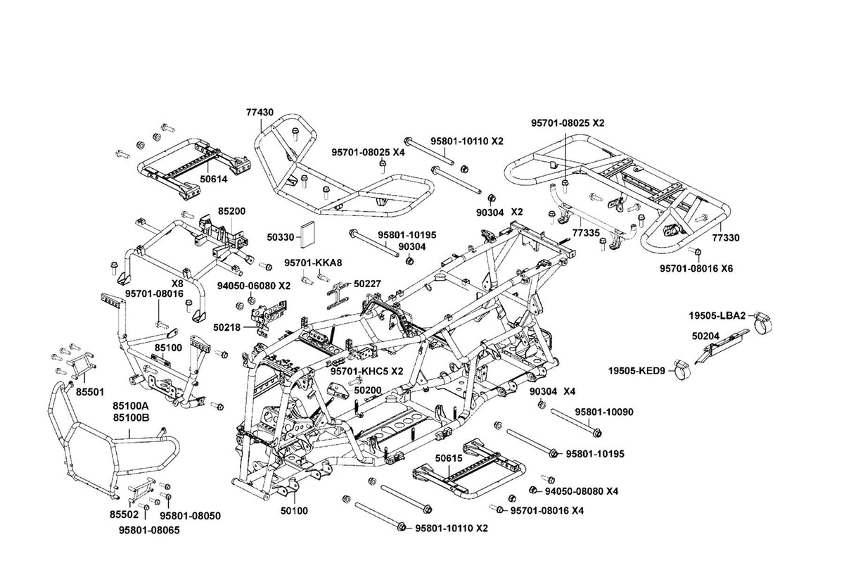 KYMCO Frame Body exploded-view diagram, MXU 700