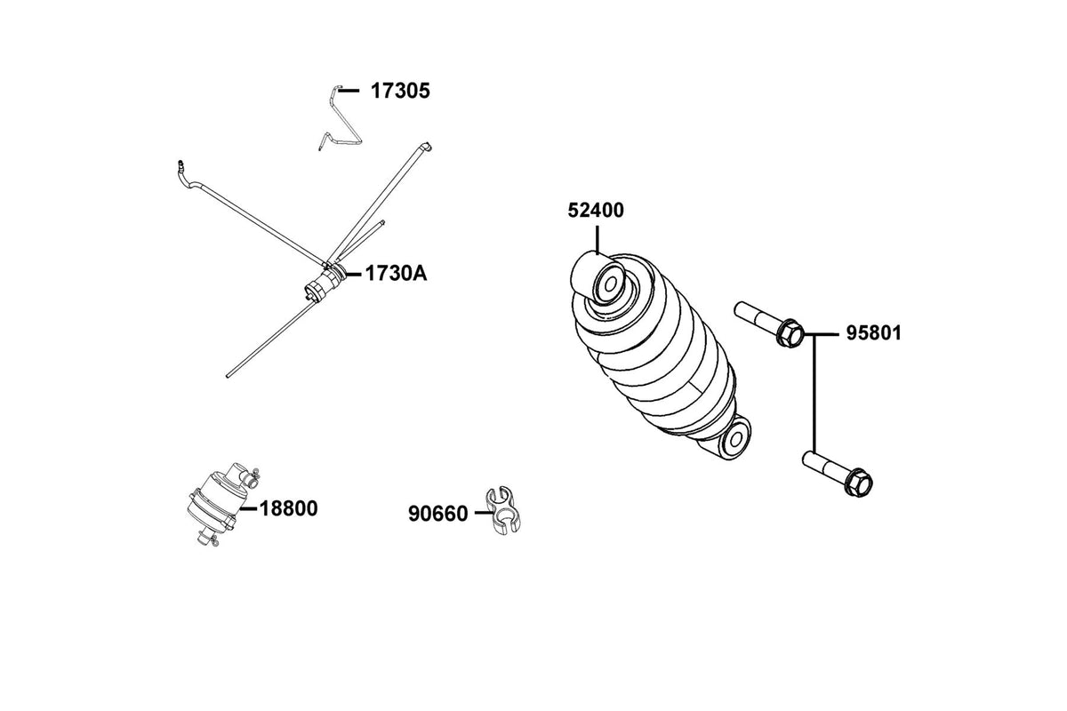 KYMCO Rear Cushion exploded-view diagram, K-Pipe 125