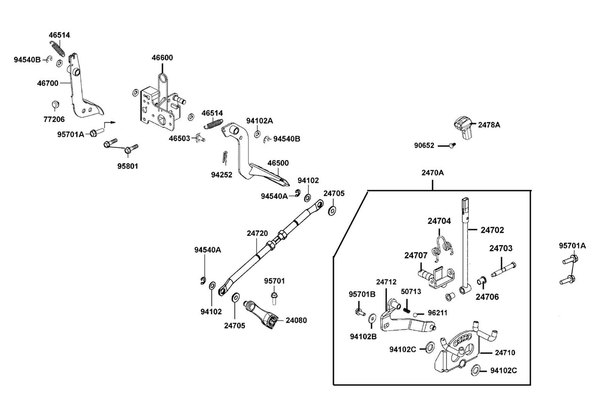 KYMCO Shifter Assy exploded-view diagram, UXV 450