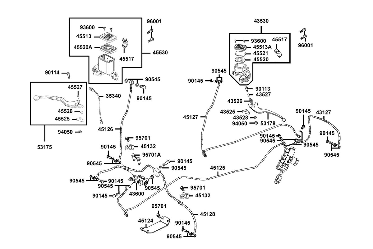 KYMCO Master Cylinder exploded-view diagram, MXU 450