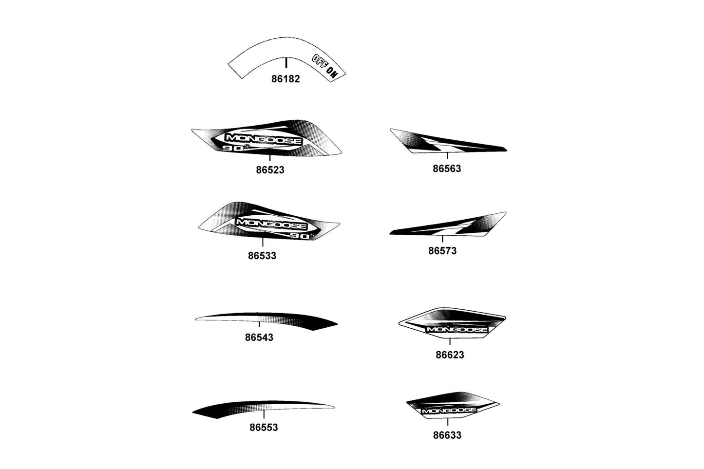 Stripe B L Fender Fr — 86553-ABC8-M32-T05 — KYMCO exploded-view diagram