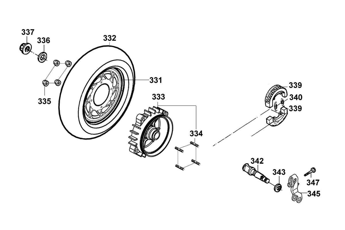 KYMCO Rear Wheel exploded-view diagram, Filly 50