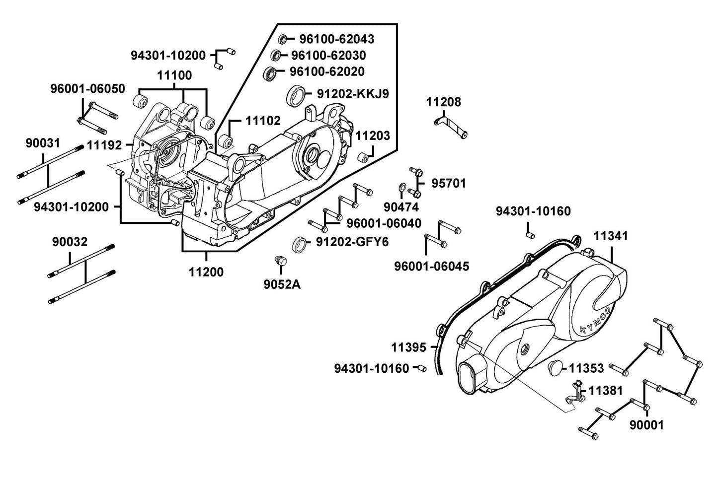 Gasket L Cover @a — 11395-KKD7-E90 — KYMCO exploded-view diagram