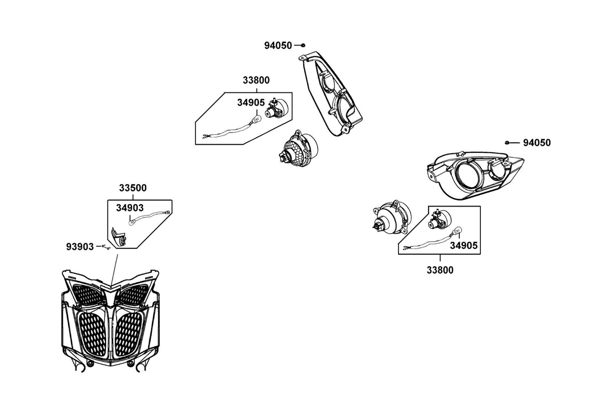 KYMCO Front Position Light and Reverse Light exploded-view diagram, MAXXER 450