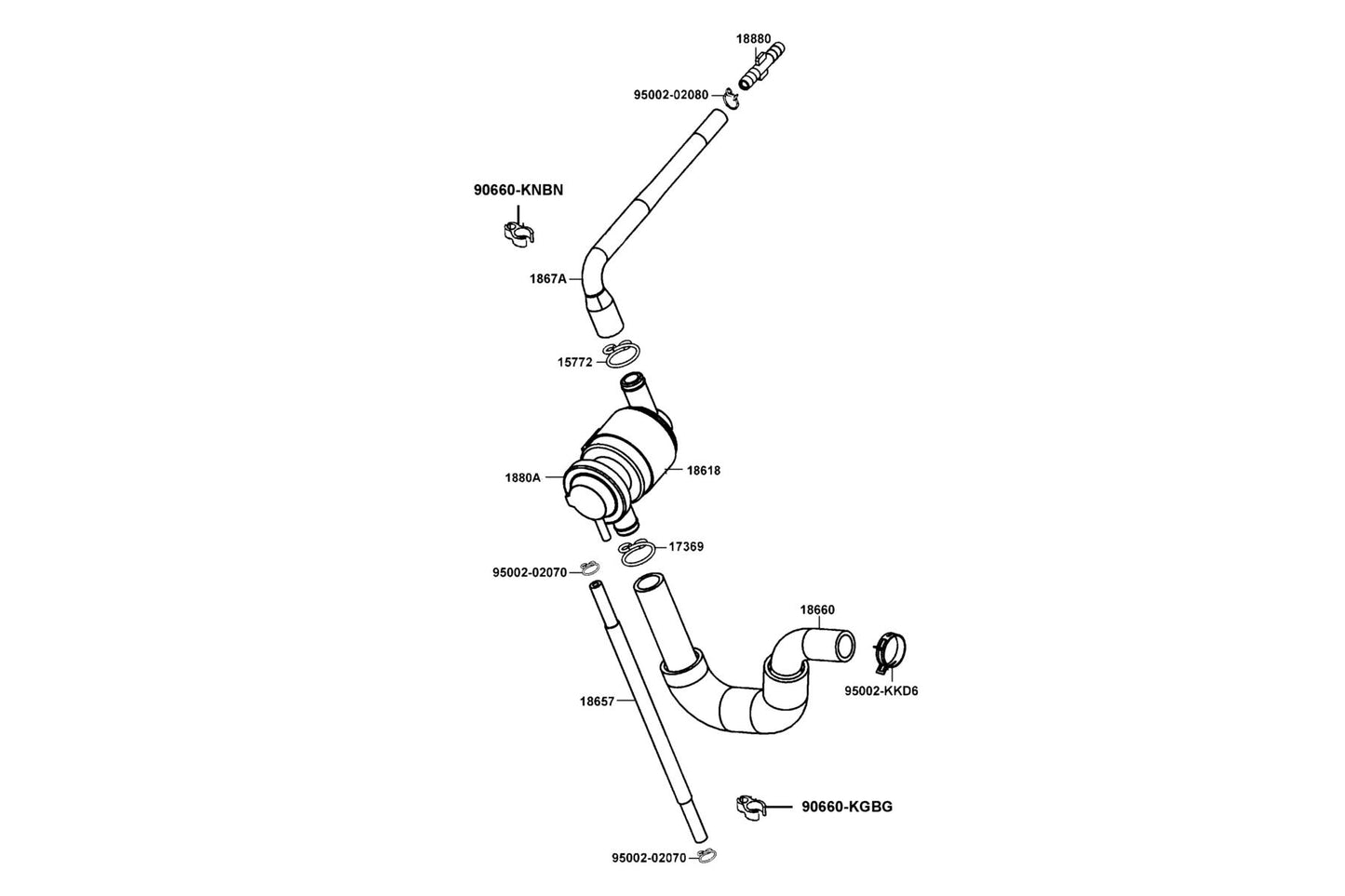Clip B8 Tube — 95002-02080 — KYMCO exploded-view diagram