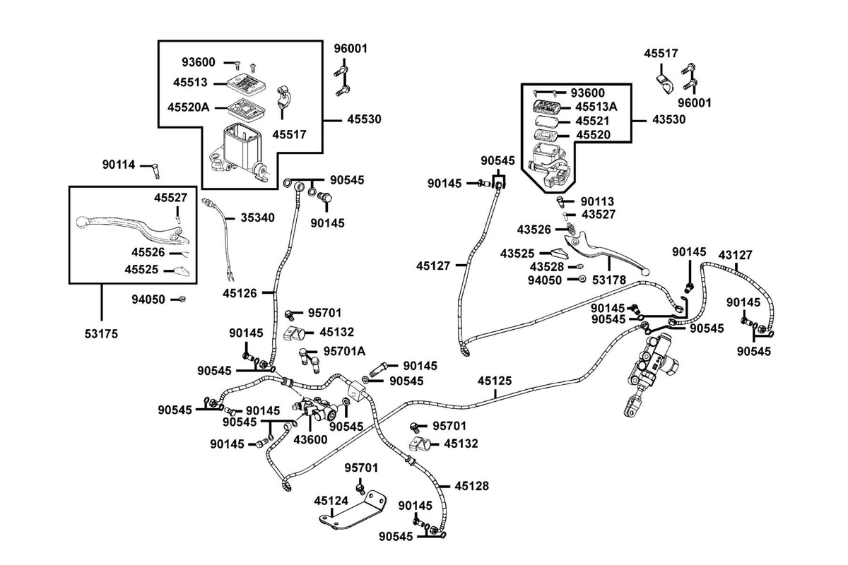 KYMCO Master Cylinder exploded-view diagram, MXU 450