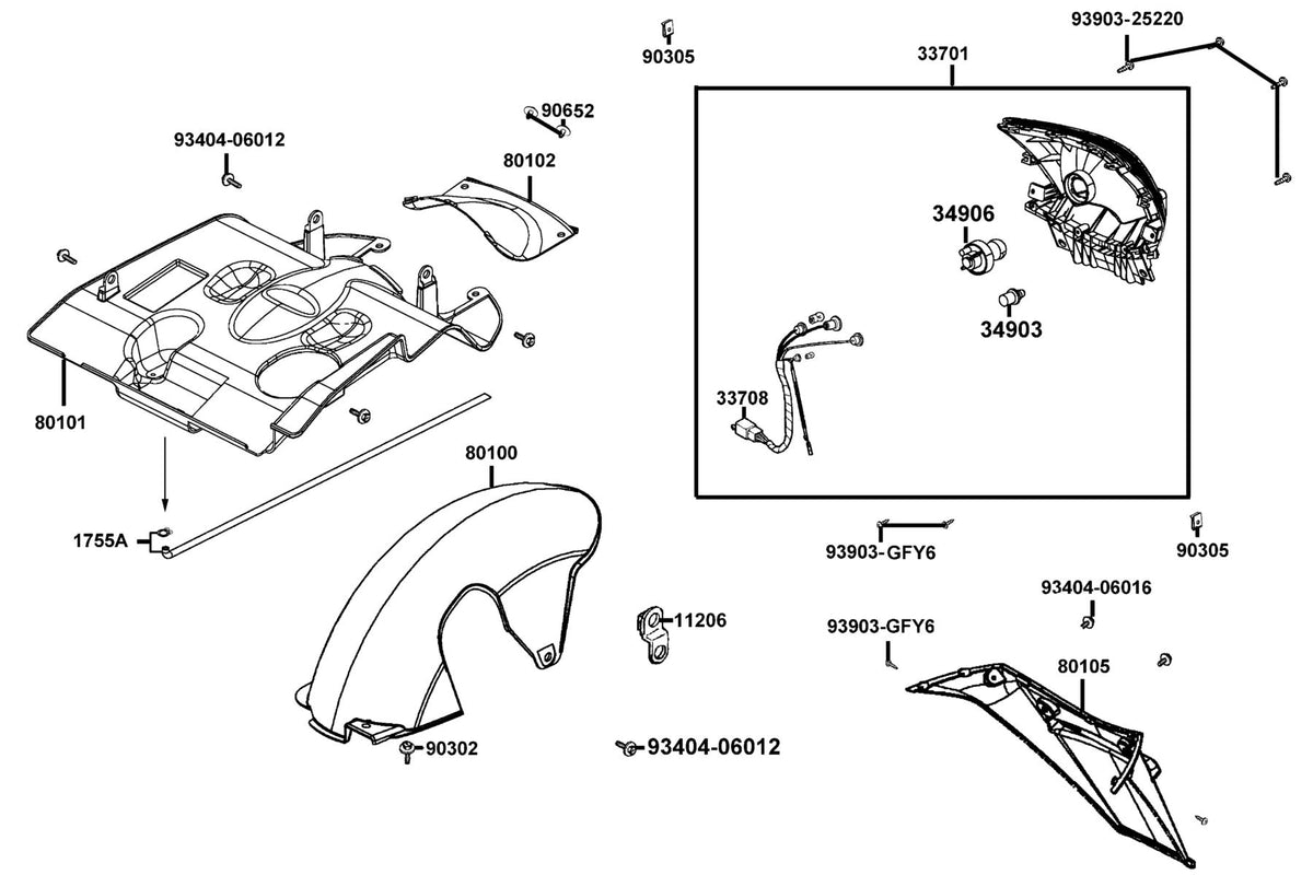 KYMCO Tail Light exploded-view diagram, Like 50 2T