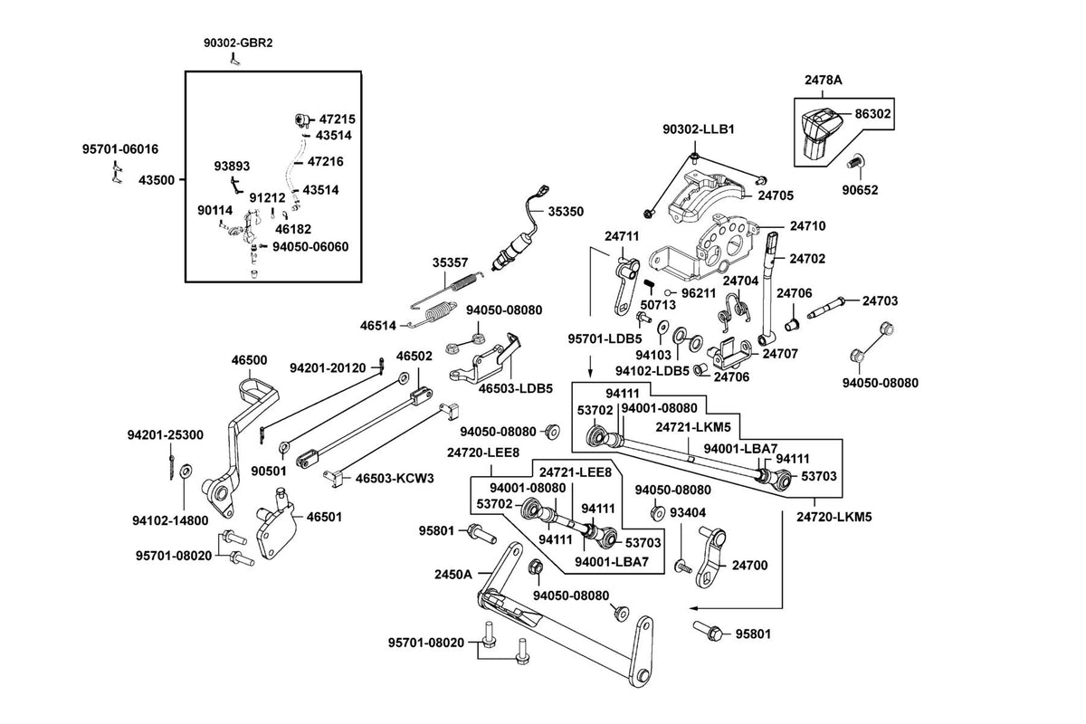 KYMCO Master Cylinder Rear exploded-view diagram, MXU 700