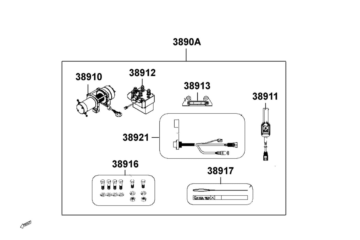 KYMCO Assy Winch exploded-view diagram, UXV 450