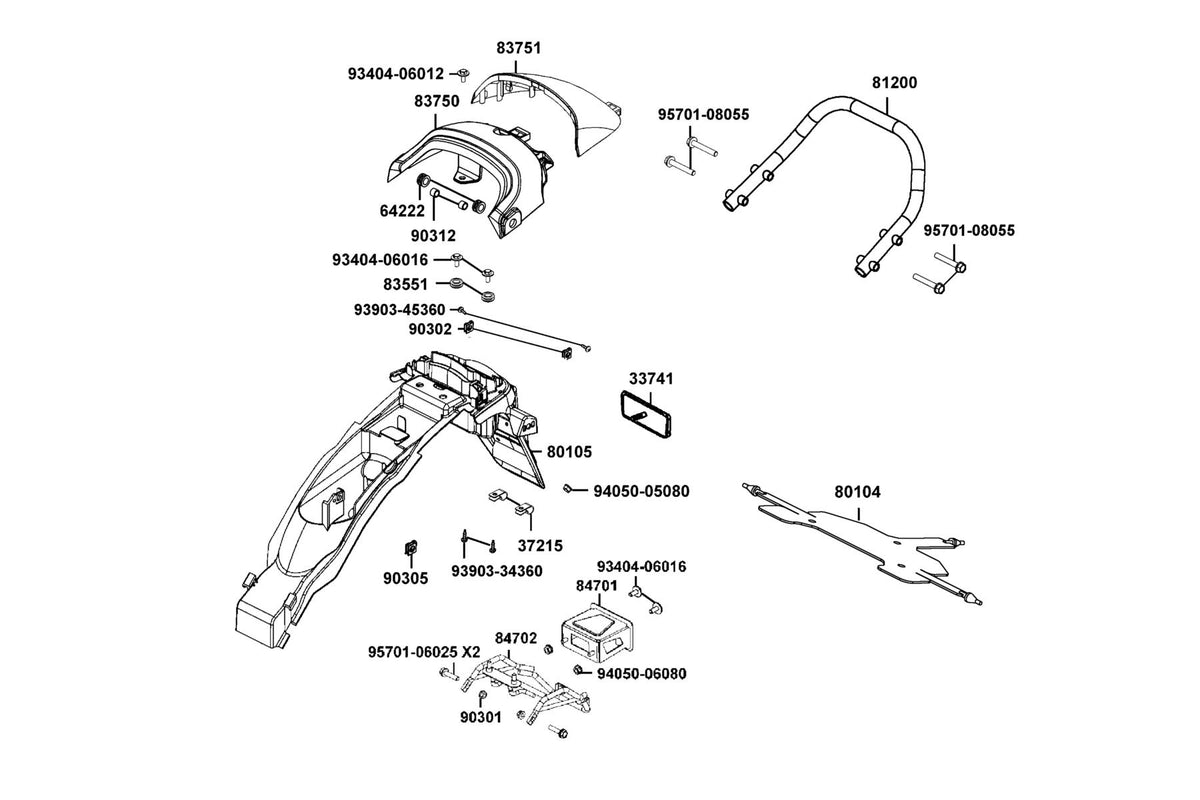 KYMCO Rear Fender exploded-view diagram, SPADE 150