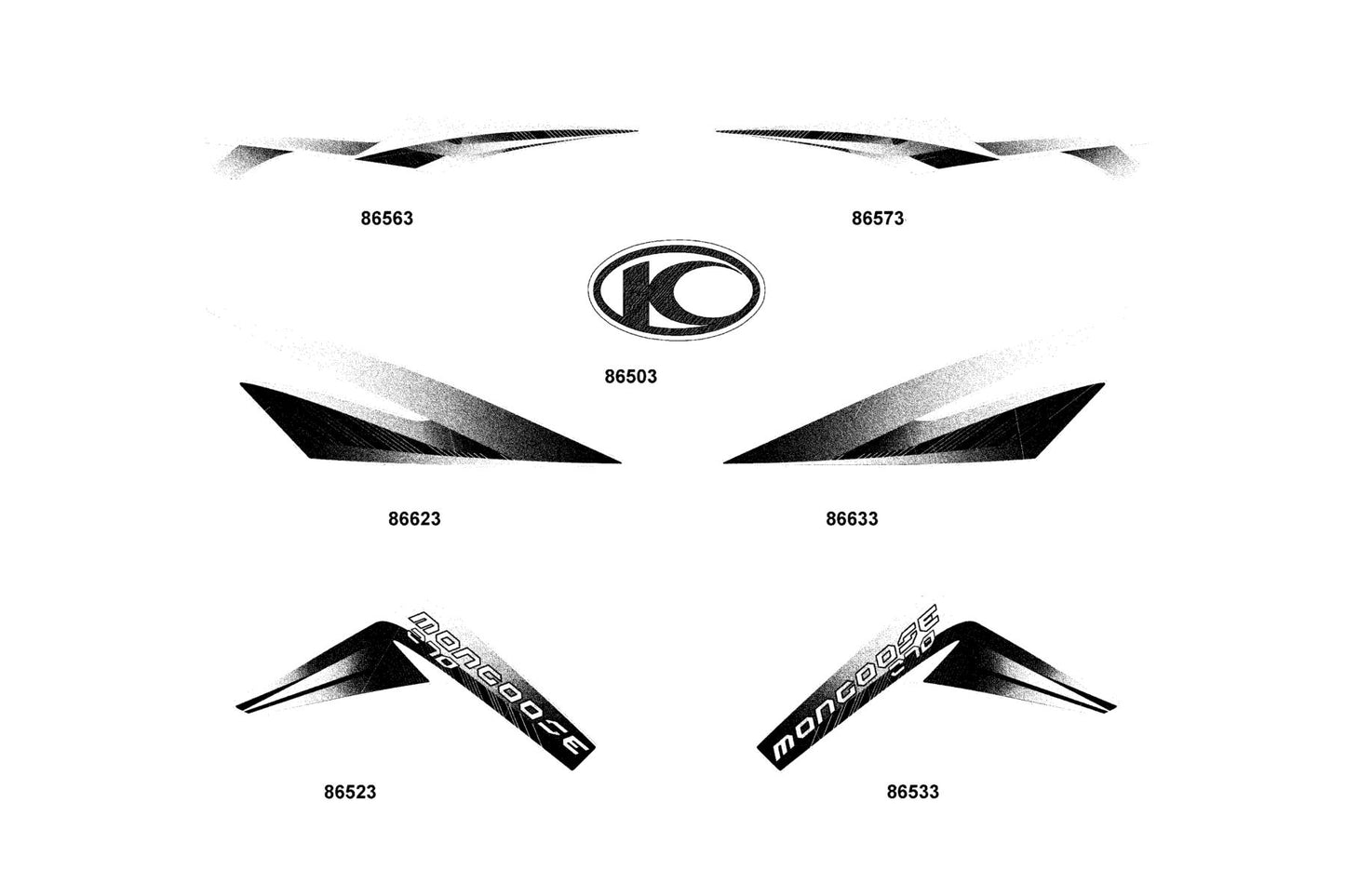 KYMCO Emblem and Stripe exploded-view diagram, MONGOOSE 270