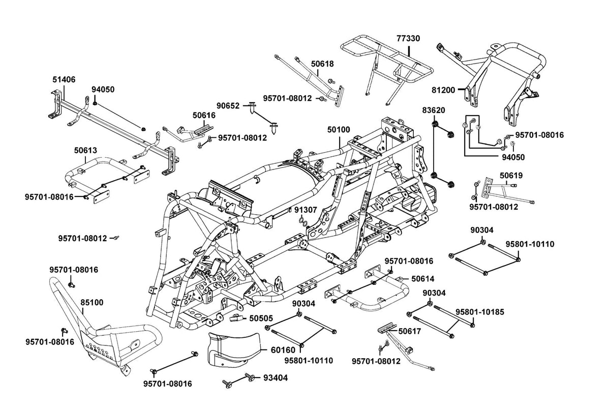 KYMCO Frame Body exploded-view diagram, MAXXER 450