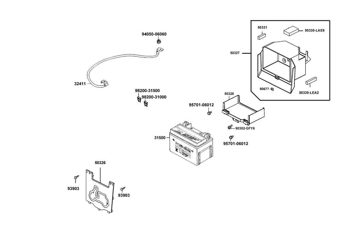 KYMCO Battery exploded-view diagram, Compagno 110i