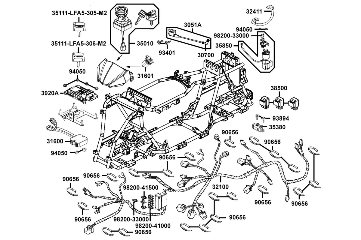 KYMCO Harness Wire exploded-view diagram, MXU 450