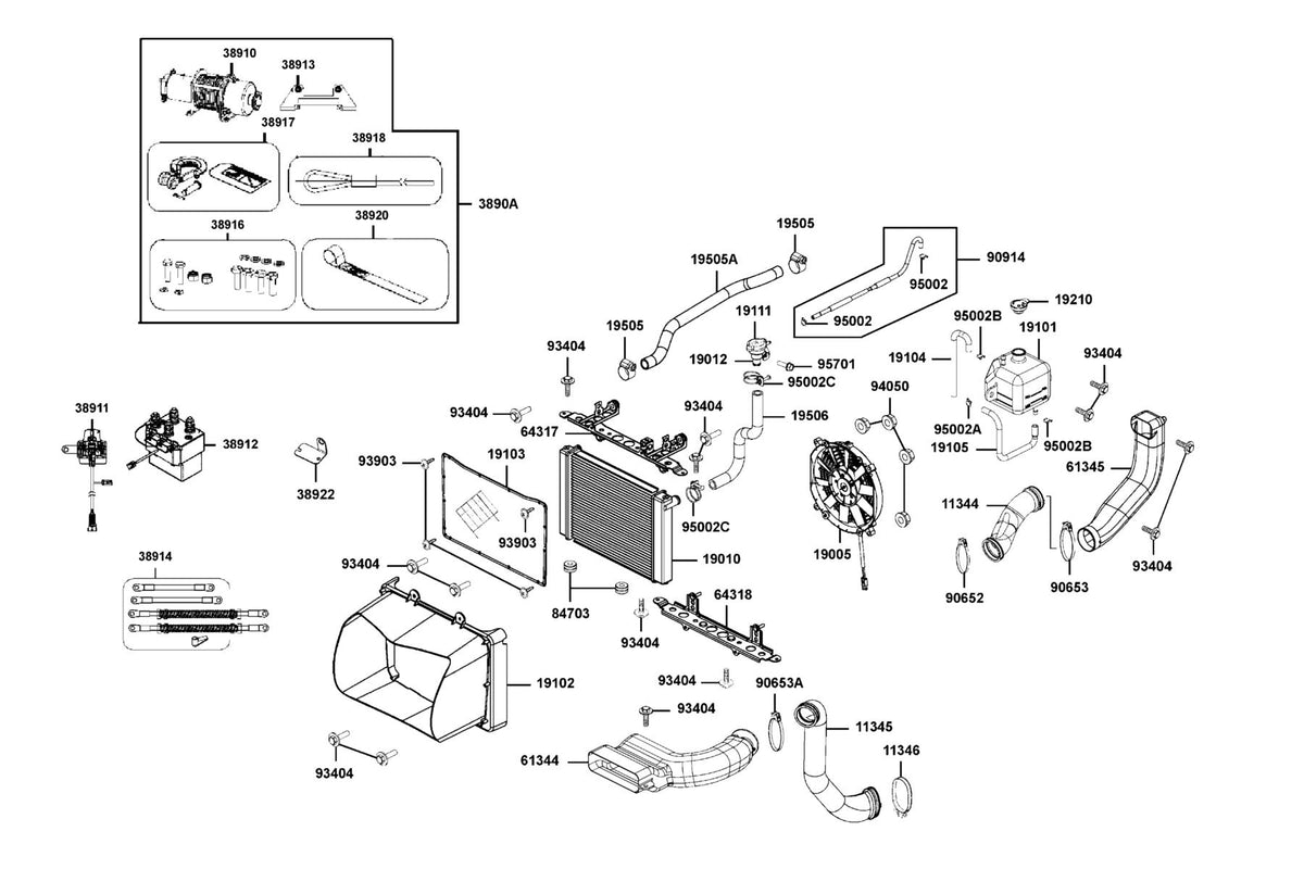 KYMCO Radiator exploded-view diagram, MXU 700