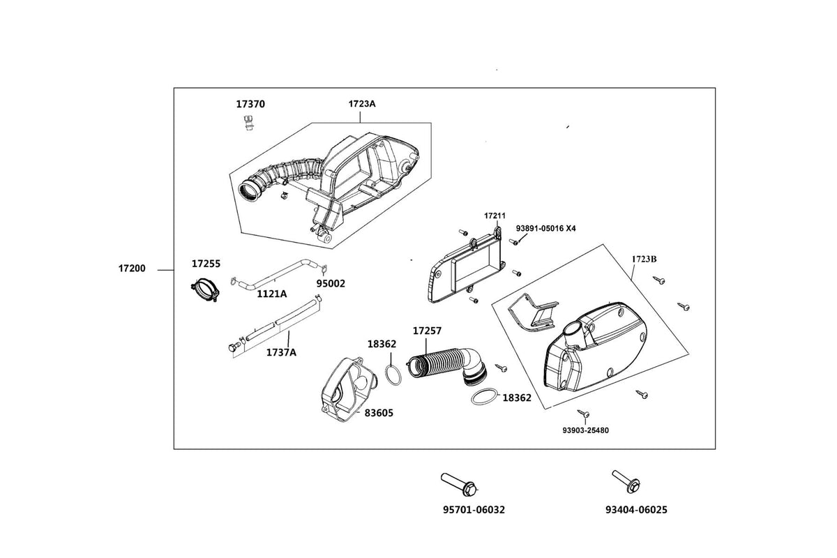 KYMCO Air Cleaner exploded-view diagram, A-Town 50