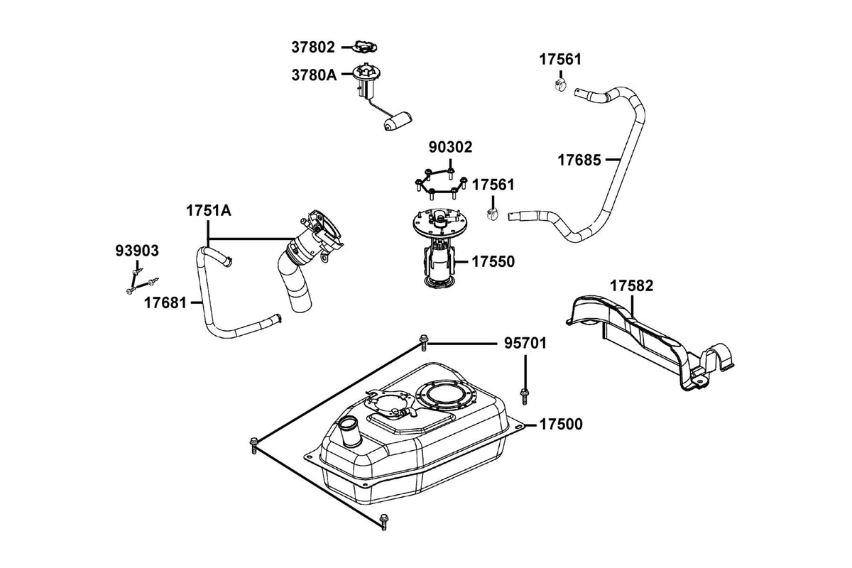 KYMCO Fuel Tank exploded-view diagram, People S 150i ABS
