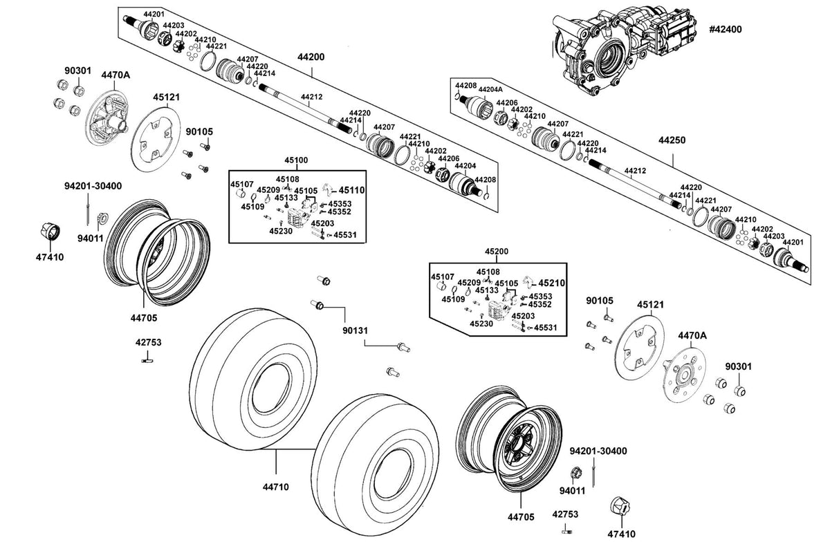 KYMCO Wheel Assy Fr exploded-view diagram, UXV 450