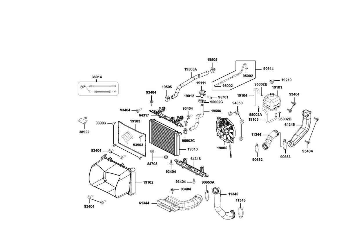 KYMCO Radiator exploded-view diagram, MXU 700