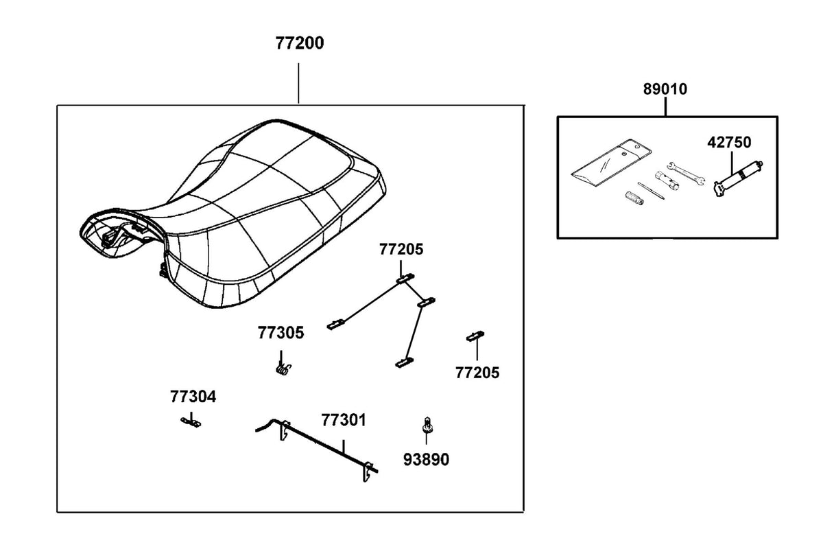 KYMCO Seat exploded-view diagram, MXU 700