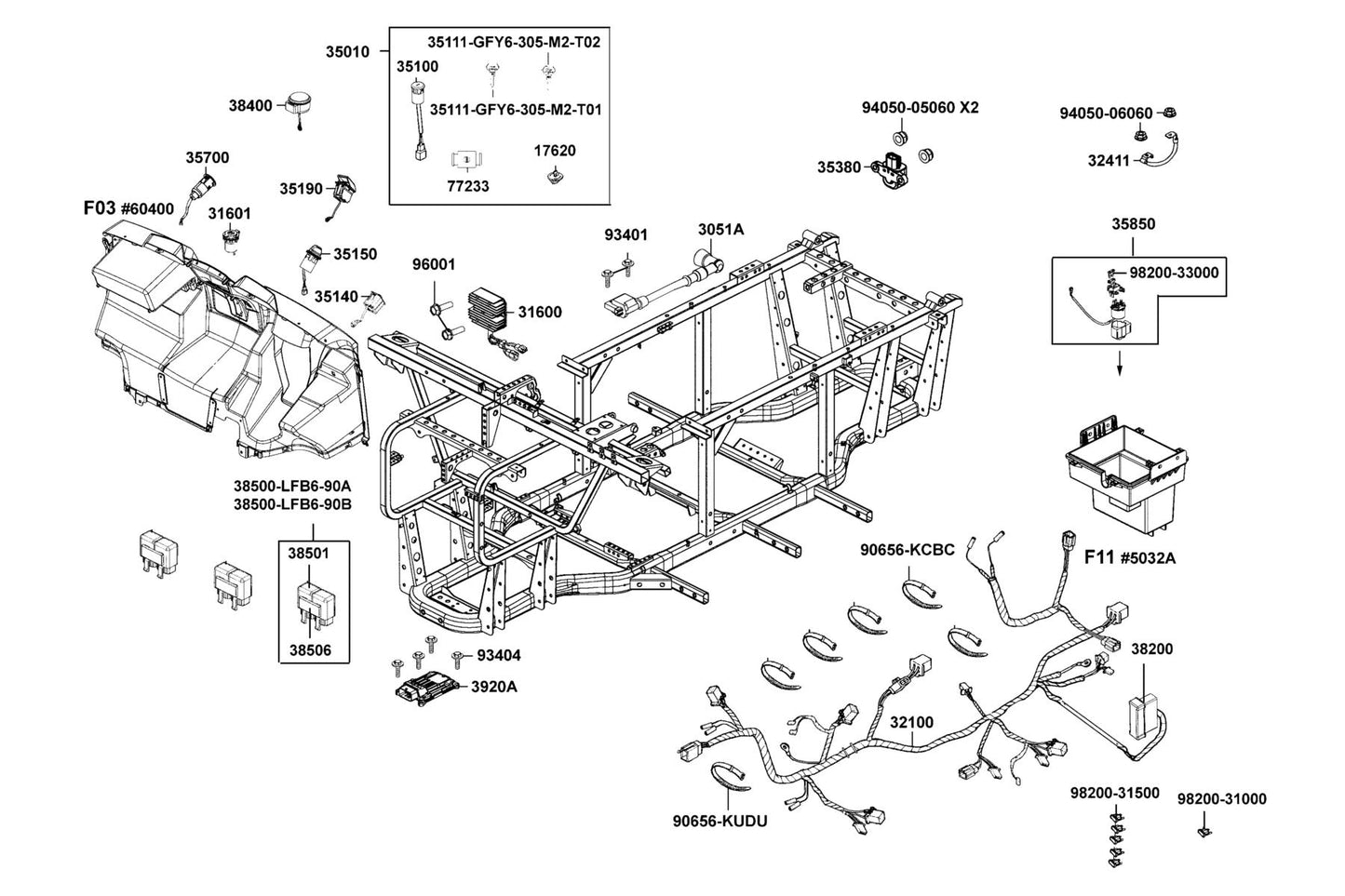 Cable Bat — 32411-ALE8-E00 — KYMCO exploded-view diagram