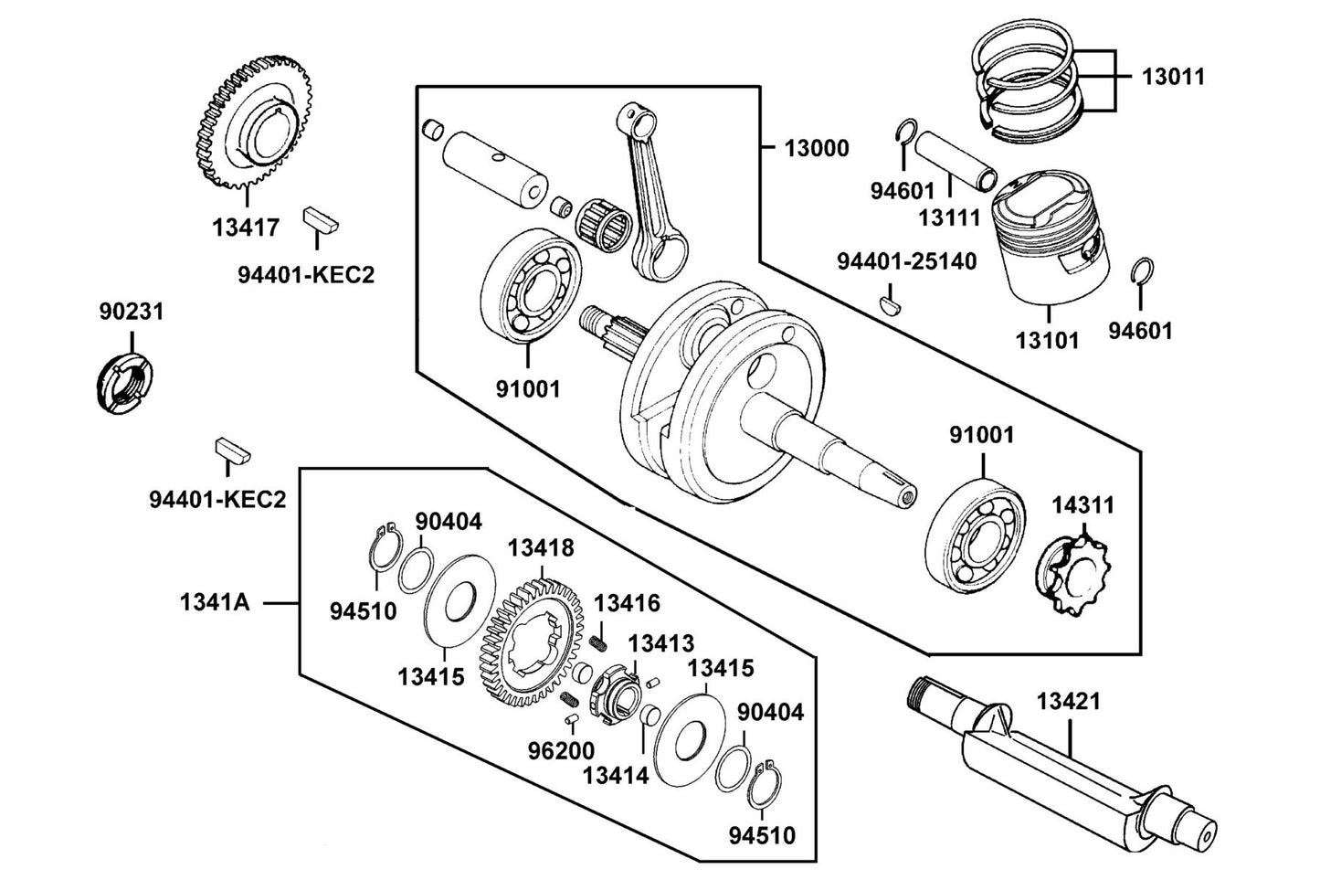 Key Woodruff 16*13 — 94401-KEC2-900 — KYMCO exploded-view diagram