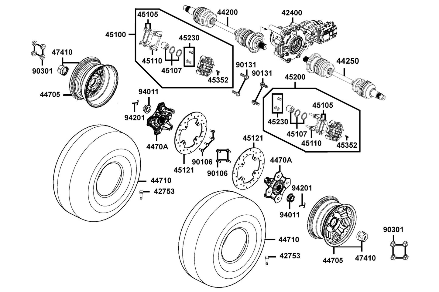 Tire Assy Fr AT23*8-12 6PR/MAXXIS — 44710-LGN5-E0A — KYMCO exploded-view diagram