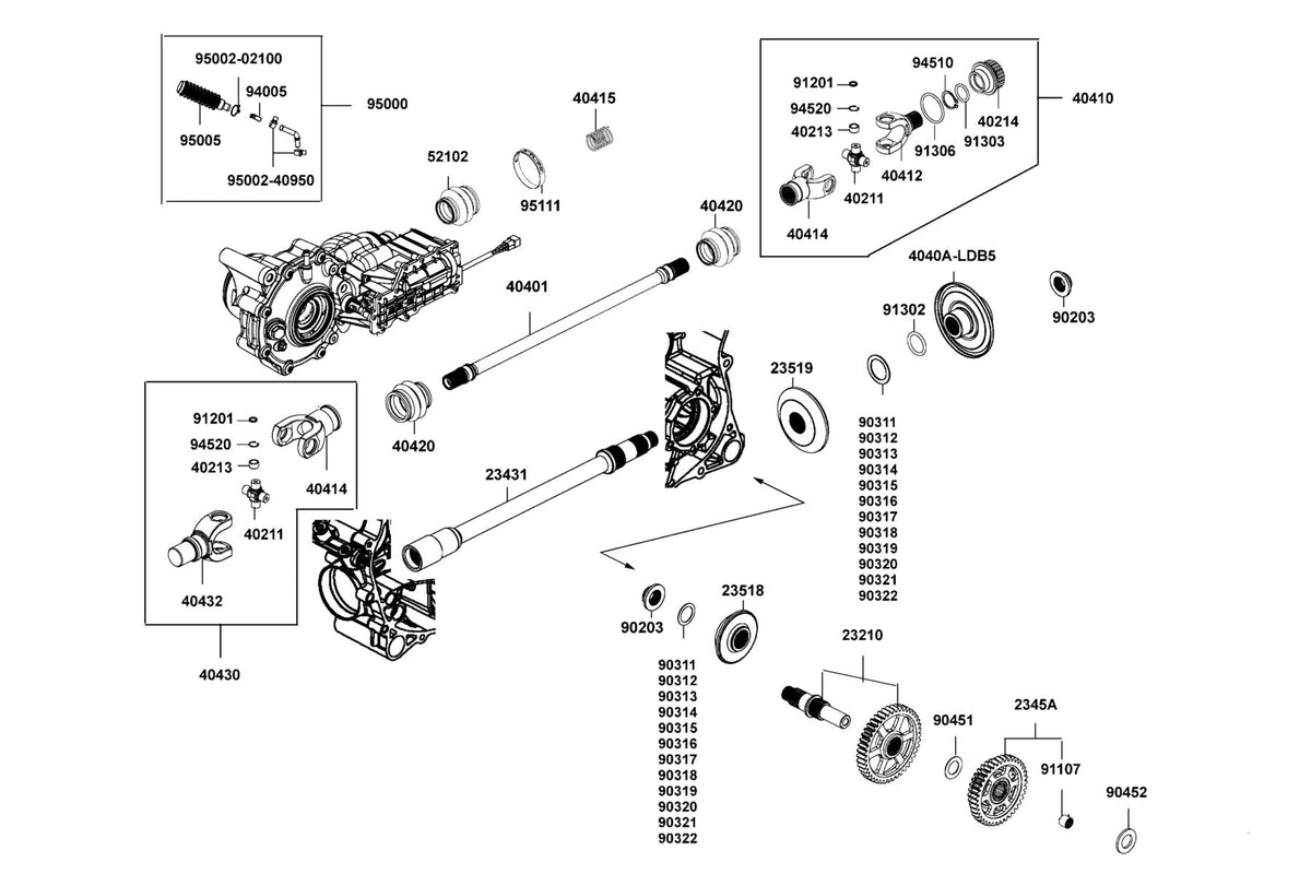 KYMCO Universal Joint Assy Eng exploded-view diagram, UXV 700