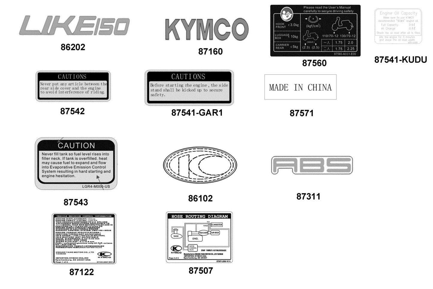 Mark Of Canister L/0 — 87507-LGS6-M37-T01 — KYMCO exploded-view diagram