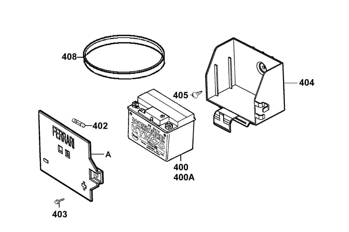 KYMCO Battery exploded-view diagram, Filly 50