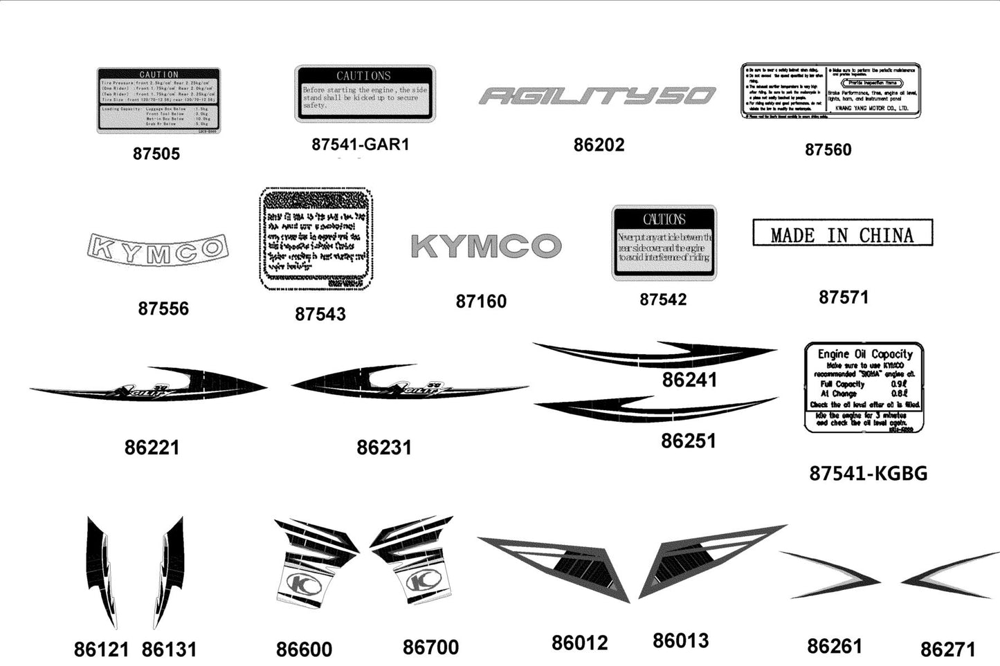 Stripe L Side Cover C — 86271-LDC8-E90-T04 — KYMCO exploded-view diagram