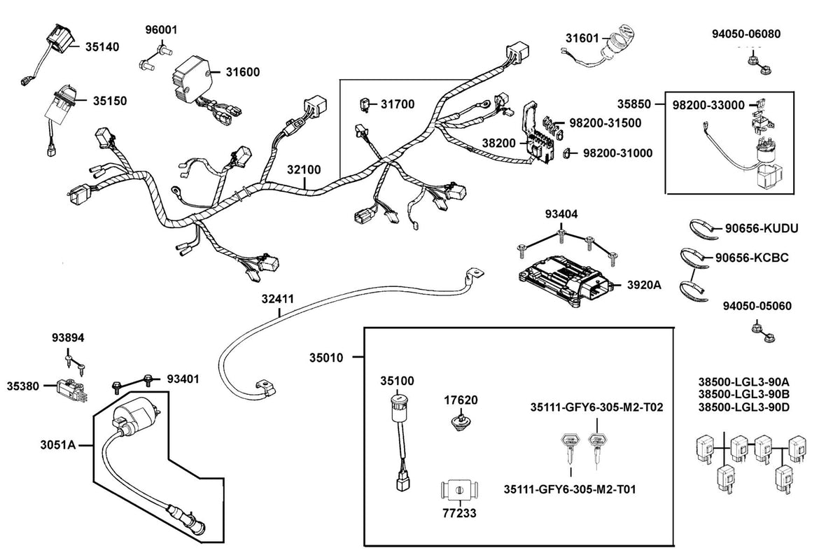 KYMCO Harness Wire exploded-view diagram, UXV 700