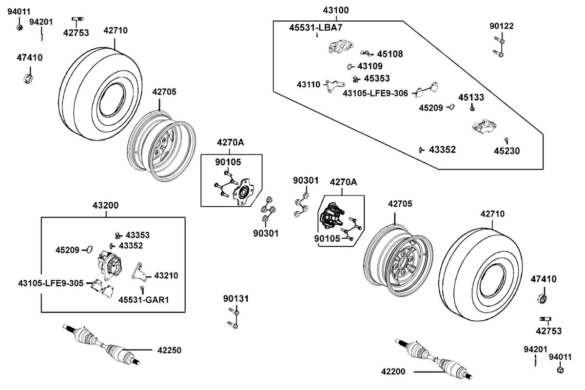 KYMCO Rear Wheel exploded-view diagram, MXU 700