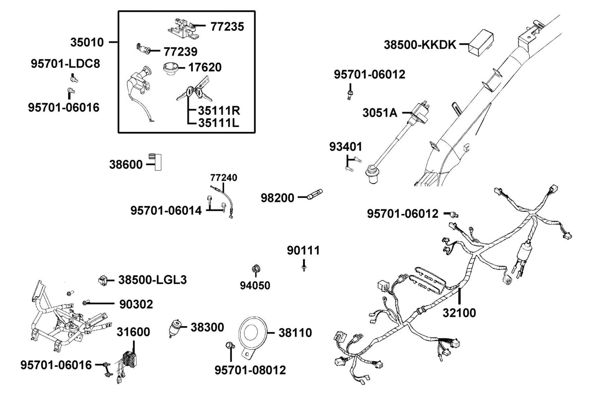 KYMCO Wire Harness exploded-view diagram, Super 8 50