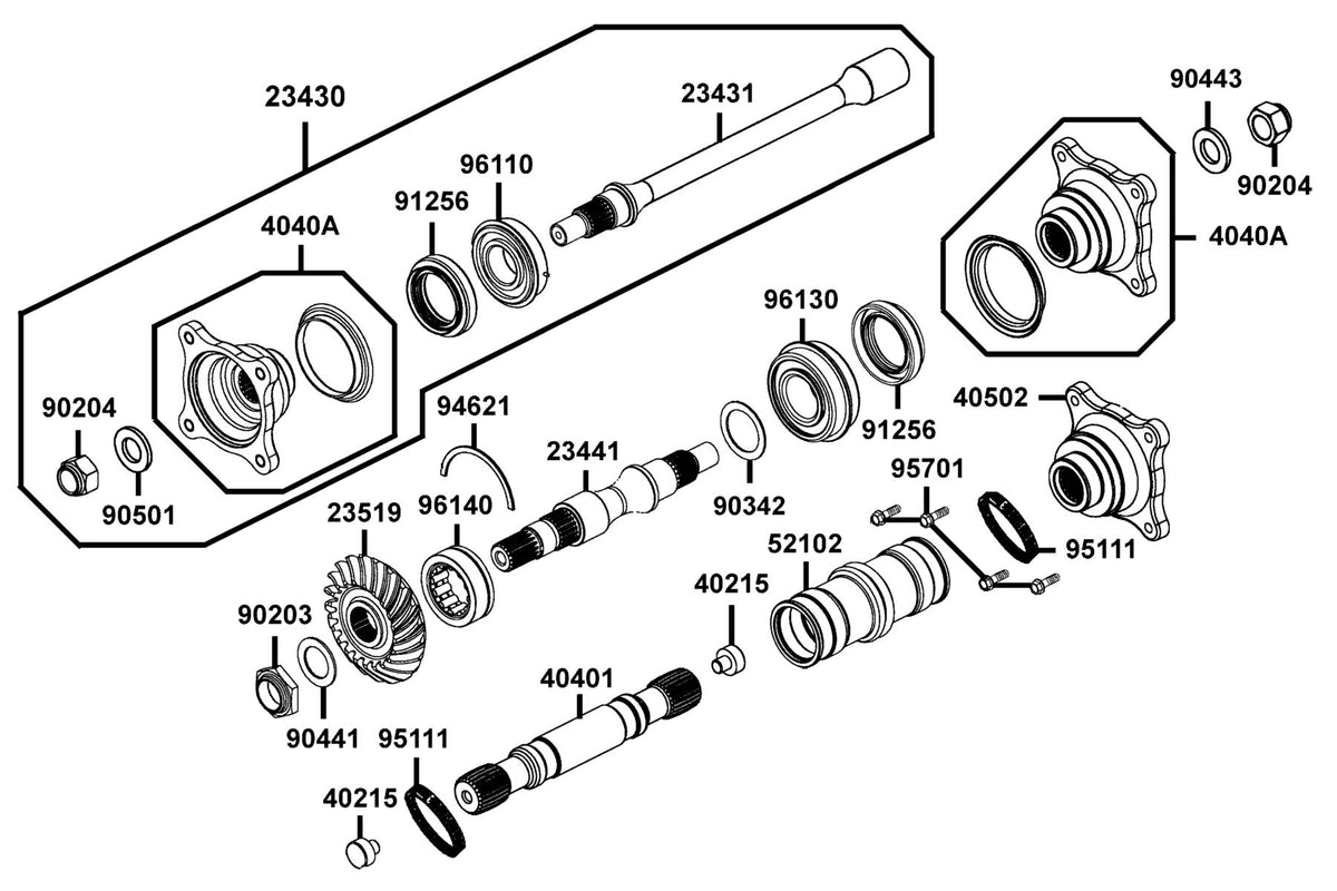 KYMCO Shaft Drive Front exploded-view diagram, MAXXER 450