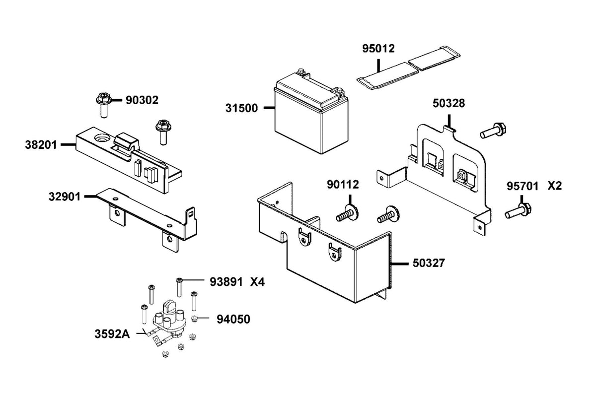 KYMCO Battery exploded-view diagram, MXU 700