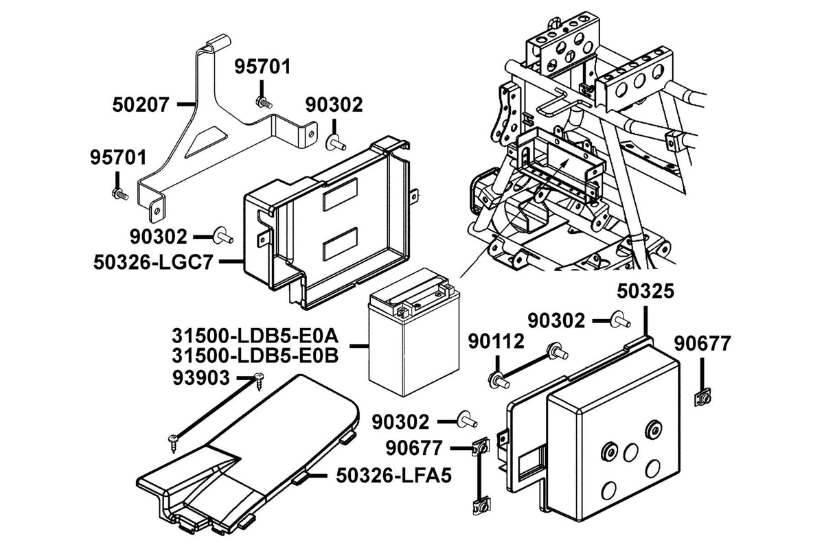 KYMCO Battery exploded-view diagram, MXU 450