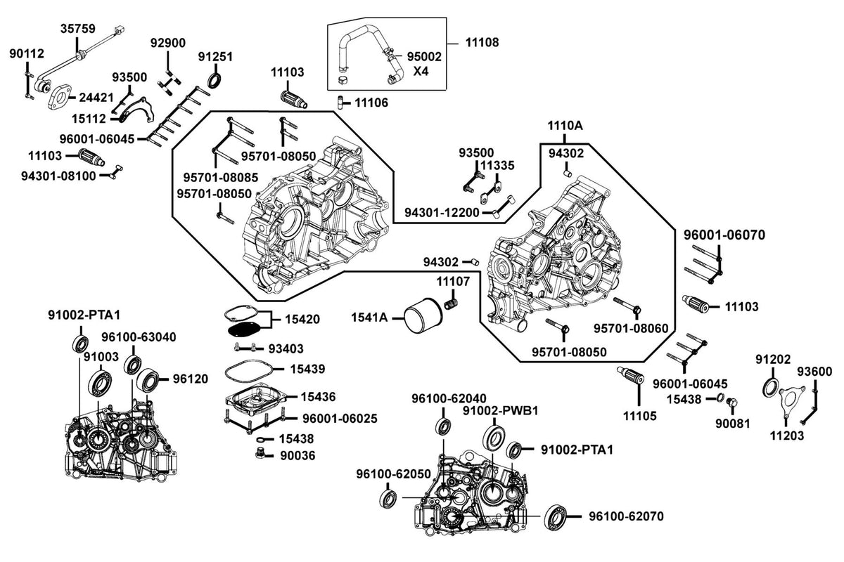 KYMCO Right Crank Case exploded-view diagram, MAXXER 450