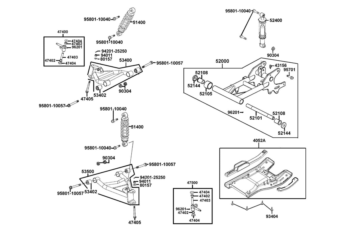 KYMCO Cushion exploded-view diagram, MXU 150