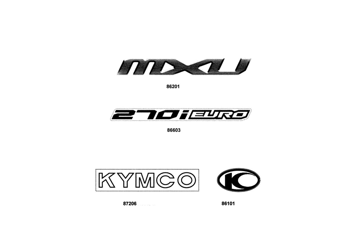 KYMCO Emblem and Stripe exploded-view diagram, MXU 270