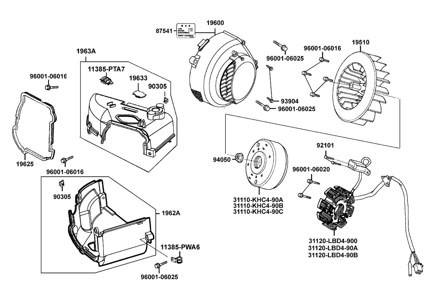 Shroud Assy B — 1963A-PTA7-900 — KYMCO exploded-view diagram