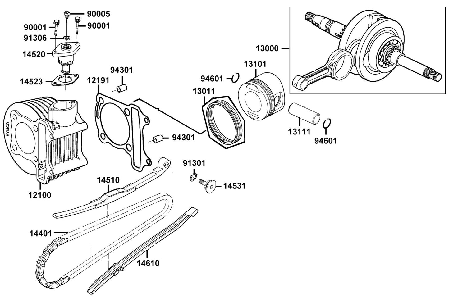 Gasket Cylinder **KBF-C000 — 12191-KFBF-C00 — KYMCO exploded-view diagram