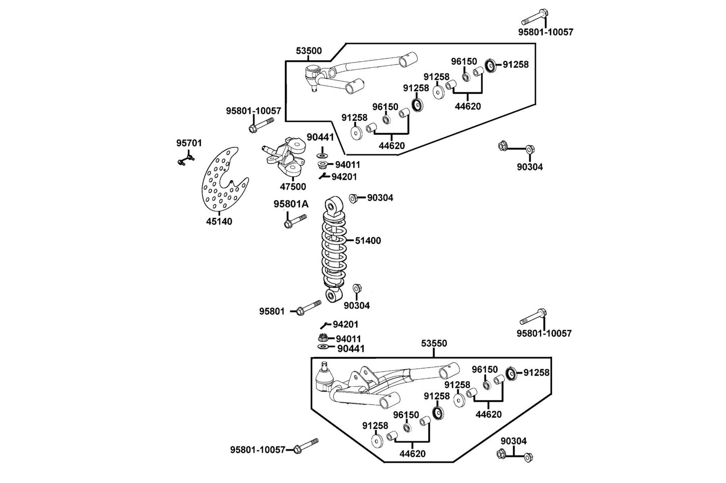 Knuckle Assy L Strg — 47500-PRB3-800 — KYMCO exploded-view diagram